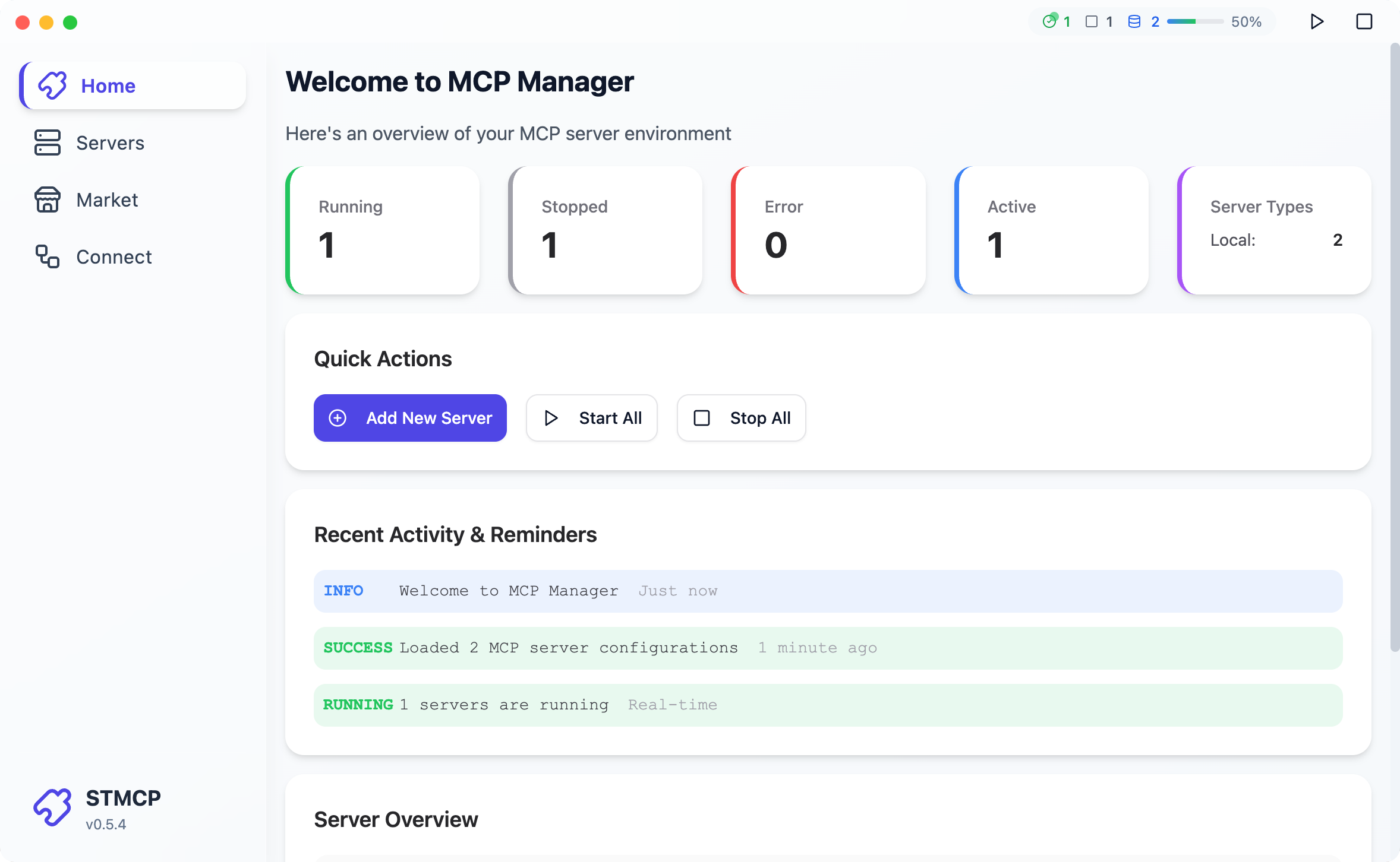 STMCP Unified Management Interface - One-stop MCP Server Workflow